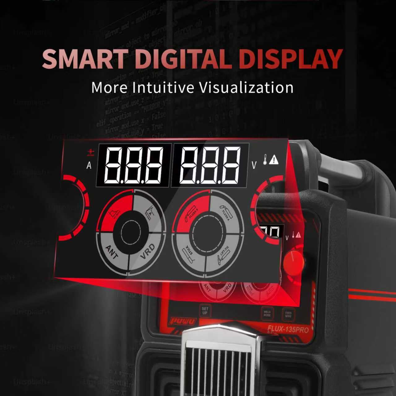 PUWU 135Amp 110V MIG Welder,Flux Core MIG/Lift TIG/Stick 3-in-1 Multiprocess Welder,IGBT Inverter Large LED Digital Display Welding Machine(BLACK)