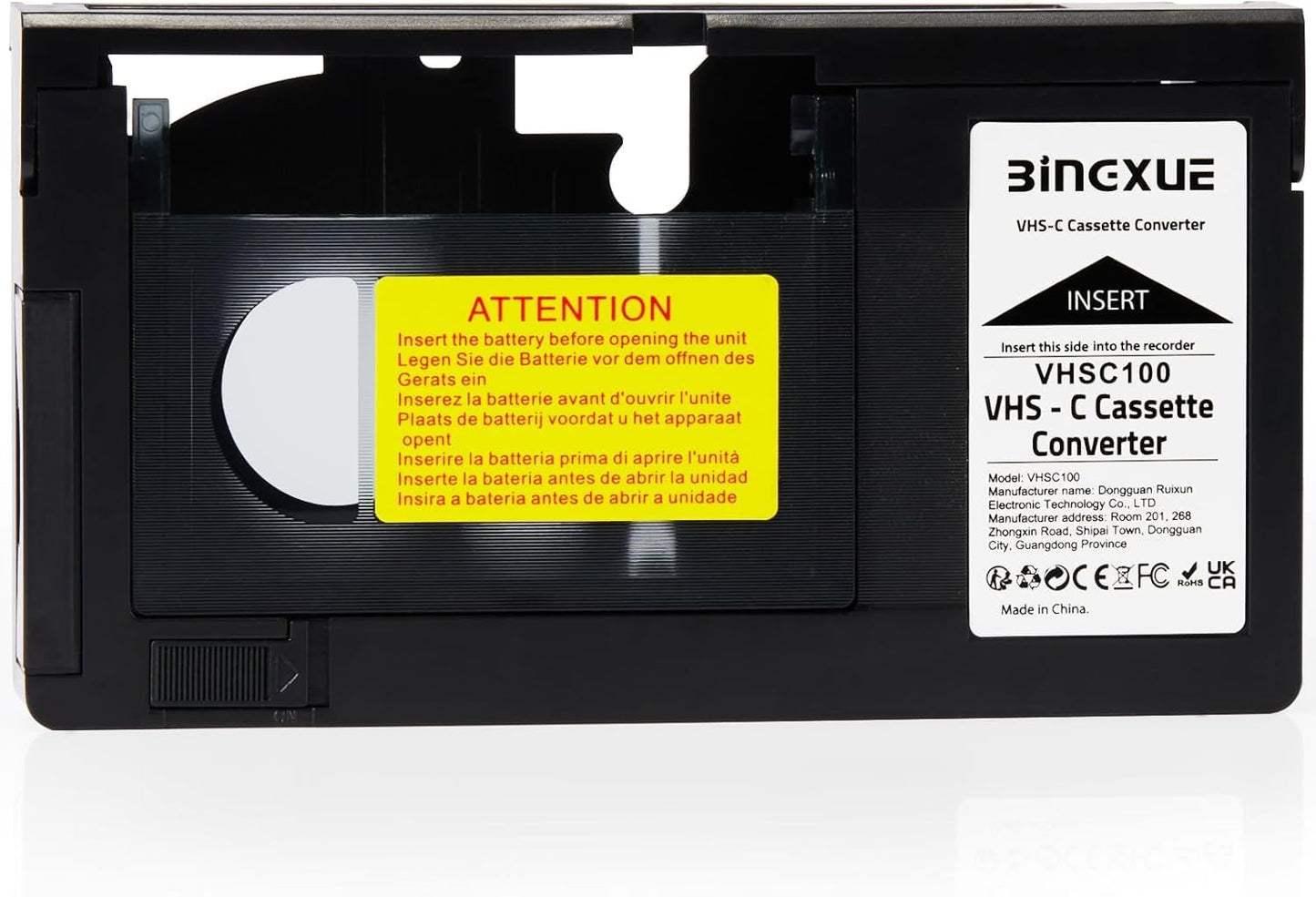 Bingxue Cassette 12mm, Cassette 8mm Hi8) Adapter for Camcorders SVHS VHS-C to VHS, Compatible Motorized VHS Converter