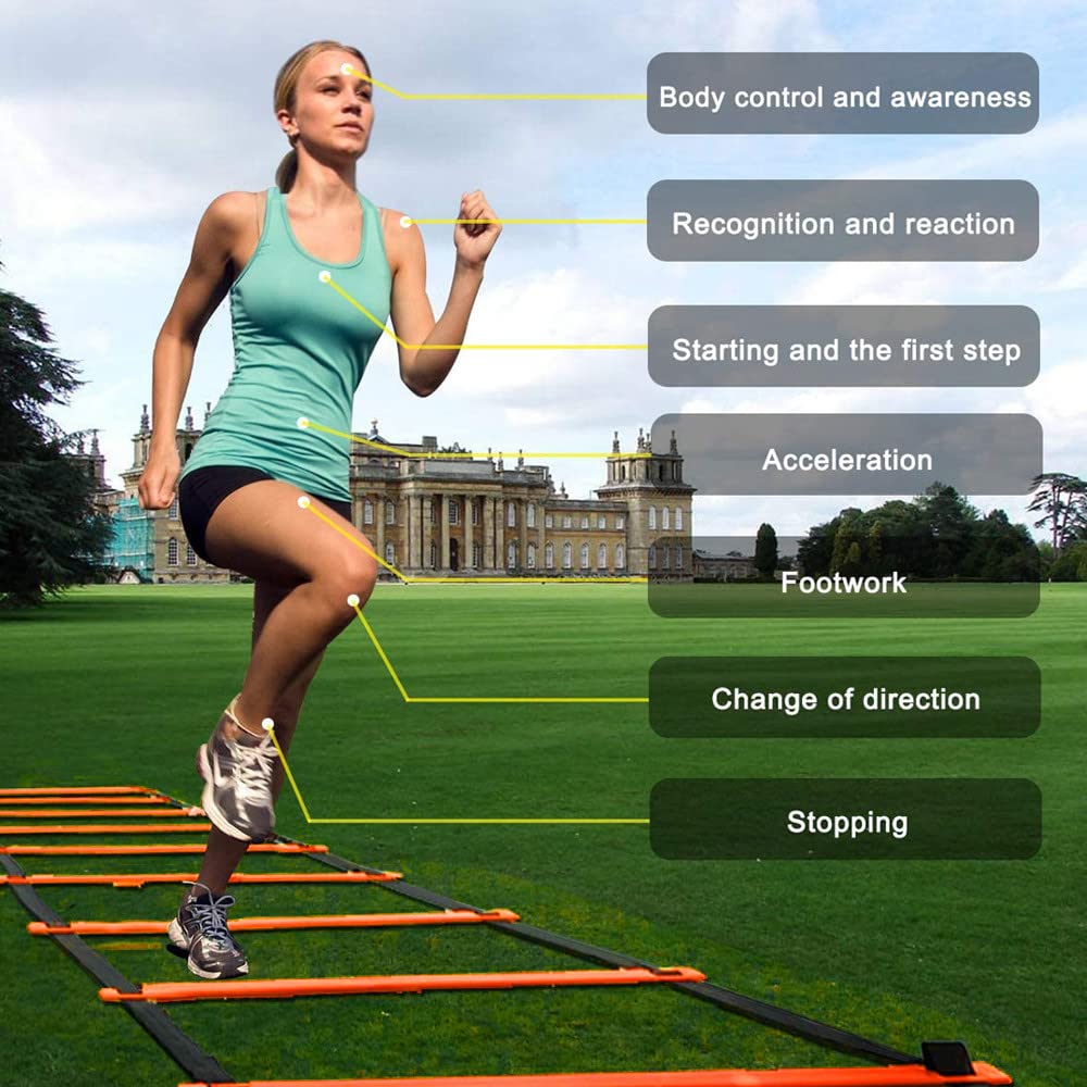 Kvittra Adjustable Speed Training Hurdles Fitness & Speed Training Equipment with Agility Ladder - Plyometric Fitness & Speed Training – Hurdle/Obstacles for Soccer, Football, Track & Field