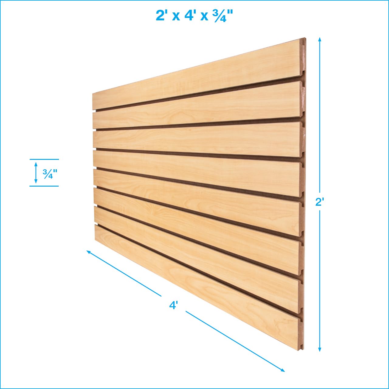 SSWBasics 4 ft x 2 ft Horizontal Maple Slatwall Easy Organizer Panels (24" H x 48" L) - Pack of 2 - Perfect for Retail Store, Garage Wall, and Craft Storage Organization