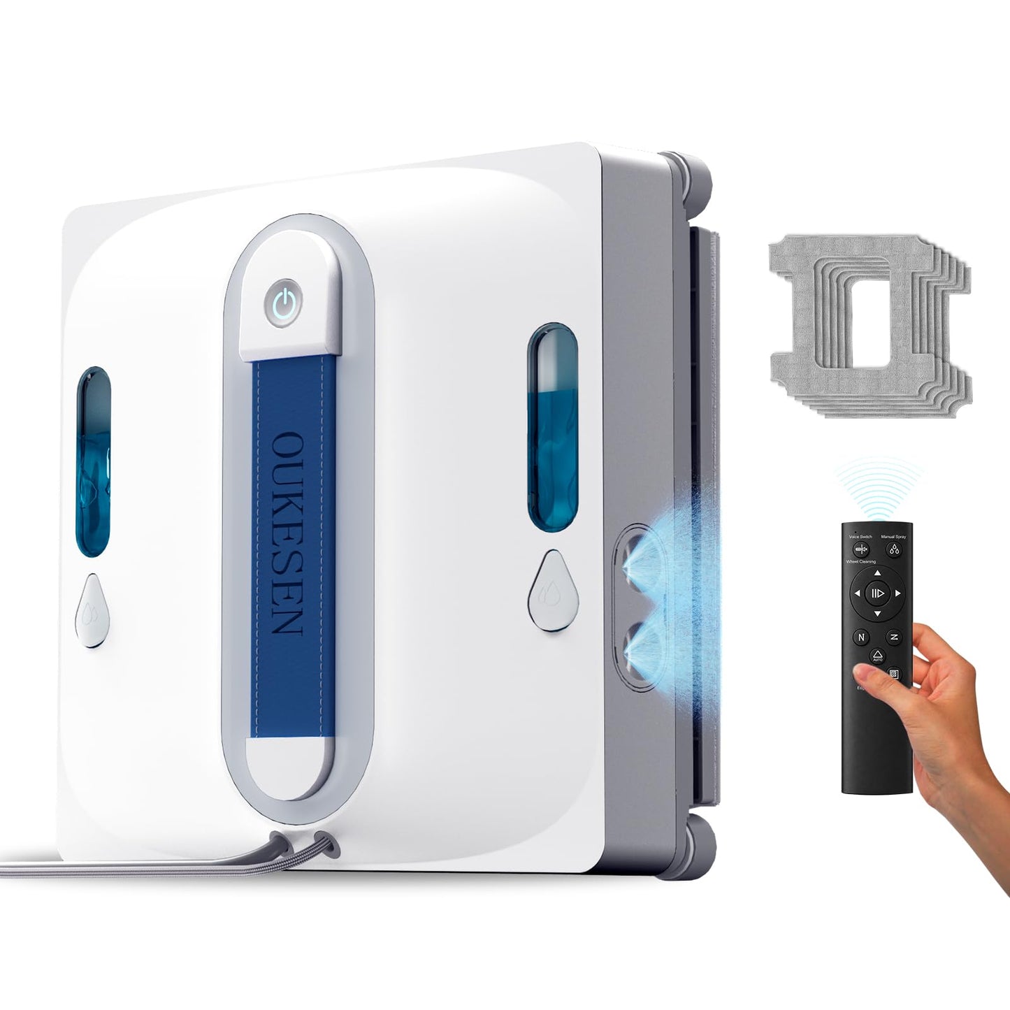 OUKESEN Window Cleaning Robot,9000Pa Sauction & 75N Cleaning Force with 4 Water Spray Support 5 Cleaning Modes & Remote Control,Window Cleaner Robot for Wet Cleaning Frame & Frameless Windows & Tiles