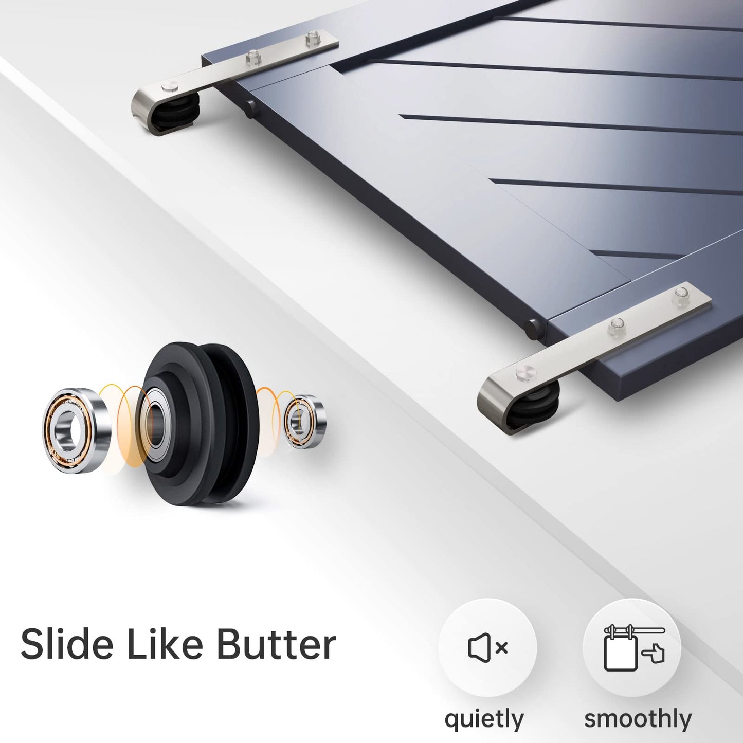 EaseLife 12 FT Brushed Nickel Double Sliding Barn Door Hardware Track Kit,Basic J Pulley,Heavy Duty,Slide Smoothly Quietly,Easy Install (12FT Track Kit for Double 36" Wide Door)