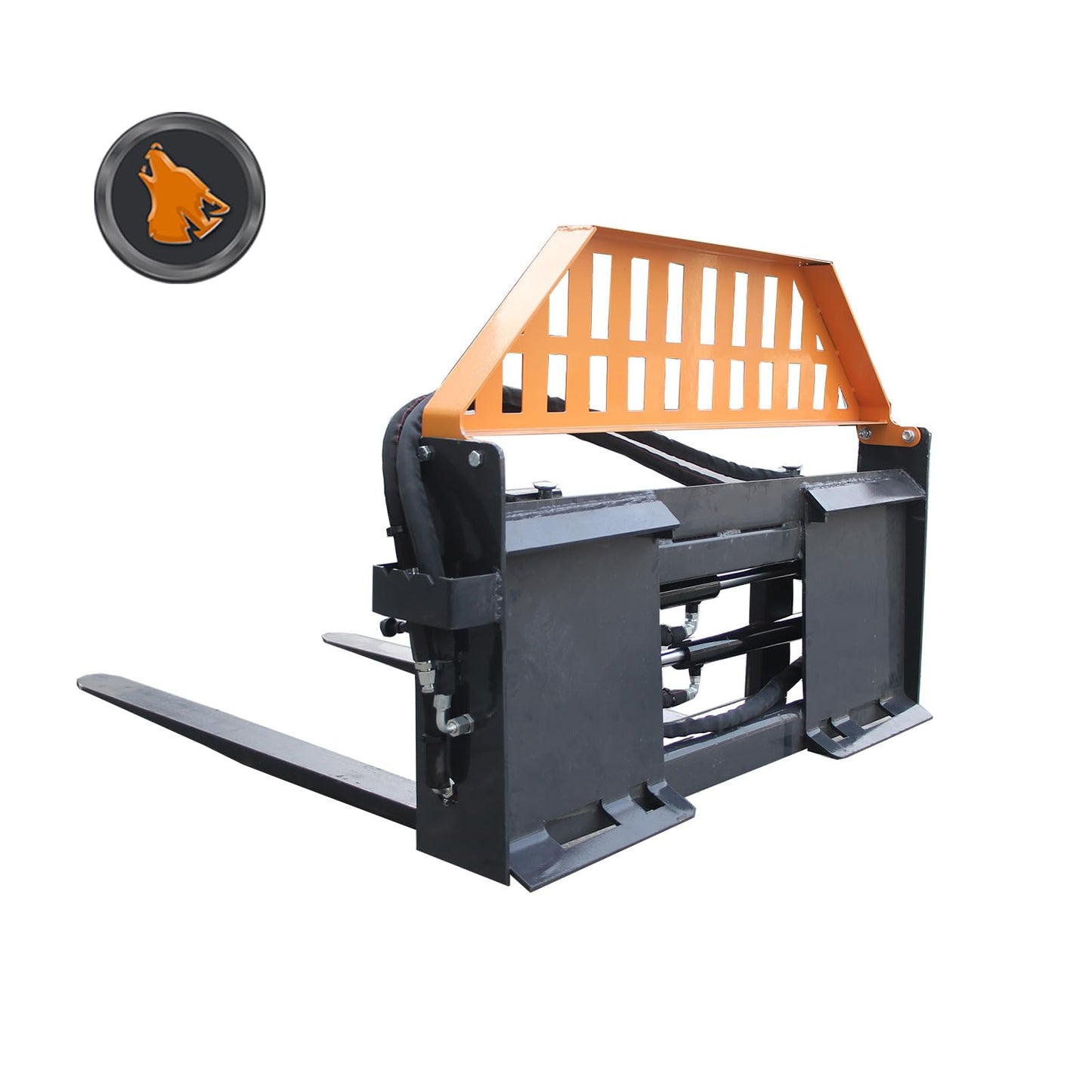 Hydraulic Heavy Adjustable Pallet Forks,Skid Steer Loader Pallet Forks, Load Capacity 4000 lbs, with 2 PCS Hydraulic cylinders, Freely Adjustable, Universal Skid Steer Bracket, Skid Steer Loader