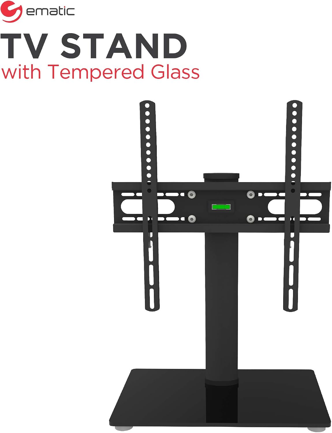 Ematic 22-55-Inch Universal Table Top TV Stand for LCD Screens with Tempered Glass Base