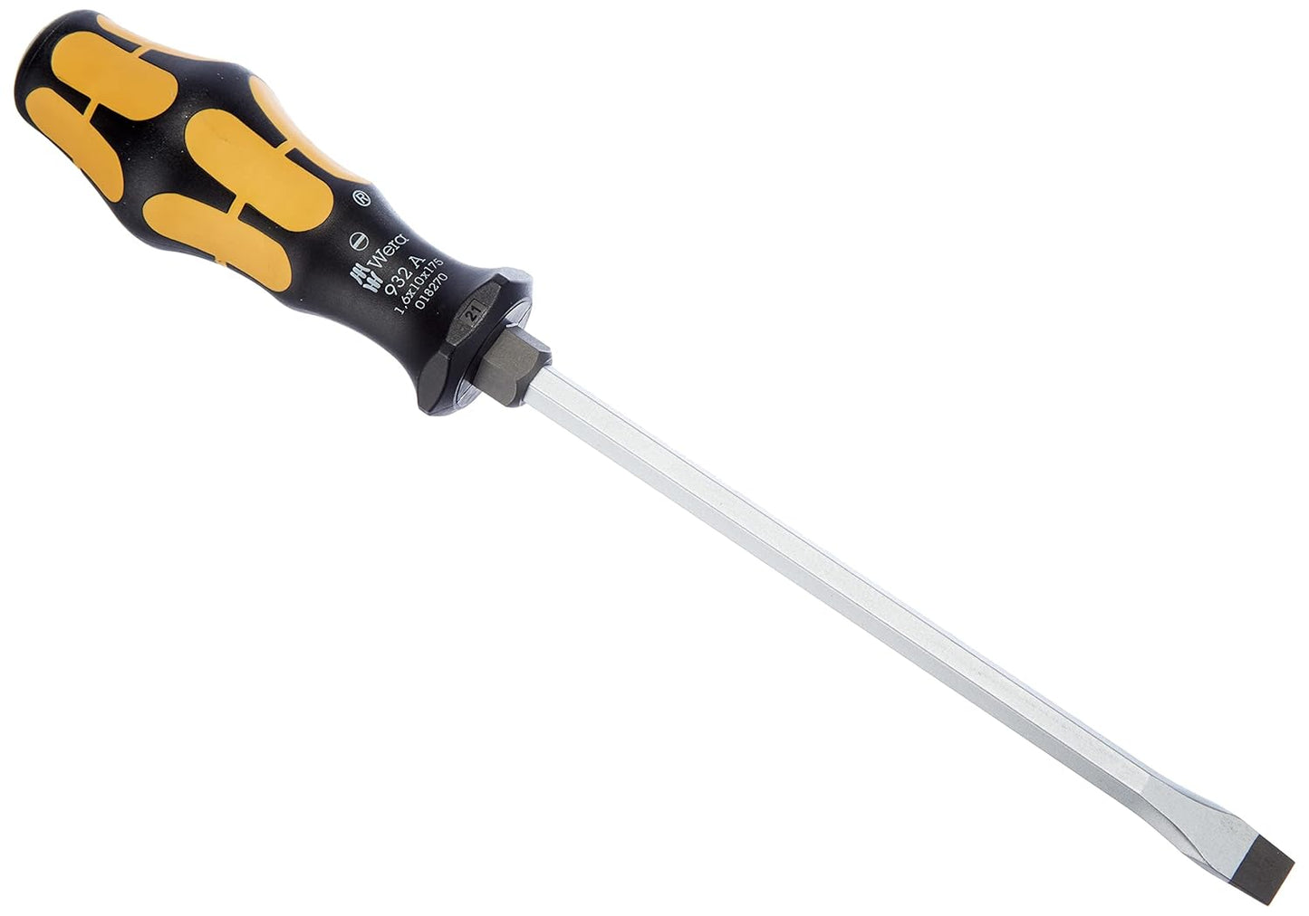 Wera Kraftform Plus 932 A Slotted Screwdriver - 10mm Head, 7" Blade Length, Multicolor