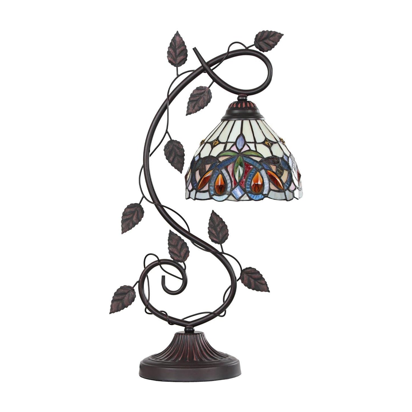 Chloe Lighting Tiffany-Style Table Lamp, Dark Bronze, 8in Wide, Multicolor, Model CH3T353BV08-NT1