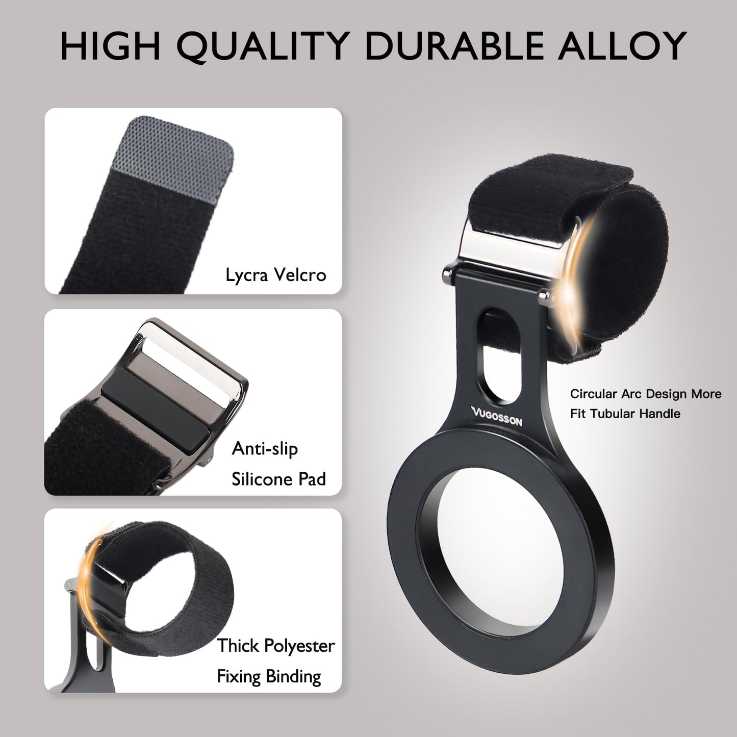 Magnetic Phone Holder for Stroller Bar, Compatible with MagSafe (Strong Magnet) - 180° Adjustable for Gym, Home Fitness Bikes, Shopping Cart, with Adjustable Strap, All Phone (Magnetic Ring Included)