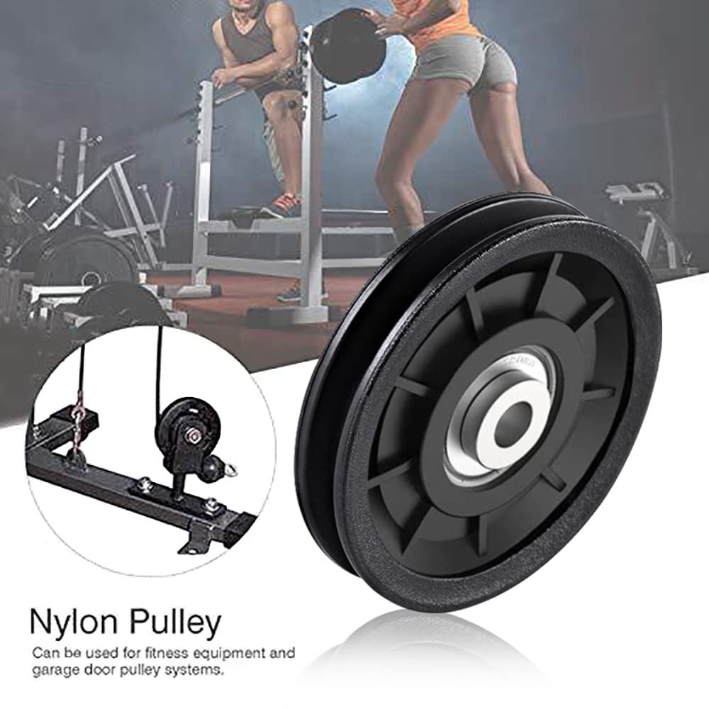 Tempsnow 8Pcs 3.5" Nylon Bearing Pulley Wheel Replacement for Gym Equipment Part Cable Machine Universal Wear-Proof Nylon Pulley System Gym Attachments