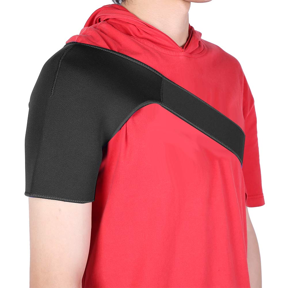 Dioche Sport Bandage, Recovery Shoulder Brace for Men, Adjustable Shoulder Pad Strain Protective Gear Right Shoulder Protector (Black)