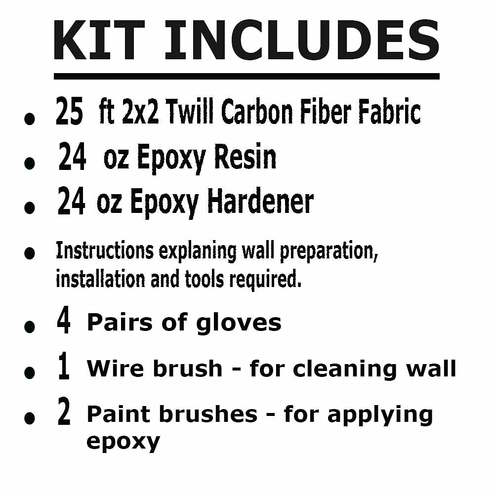 25 ft - Carbon Fiber-Basement Wall Crack Repair Kit - Carbon Fiber Foundation Wall Repair - Easy to use Includes Instructions