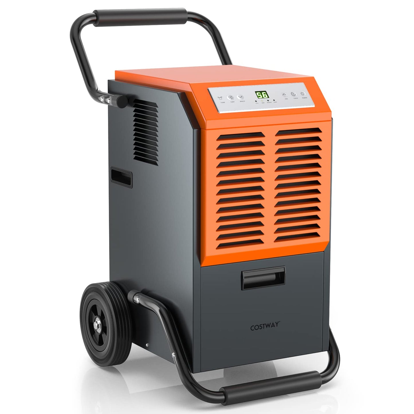 COSTWAY 163 Pints Commercial Dehumidifier, 4500 Sq.Ft Crawl Space Dehumidifier with Drain Hose, 24H Timer, for Basement, Warehouse, Job Site (Orange)