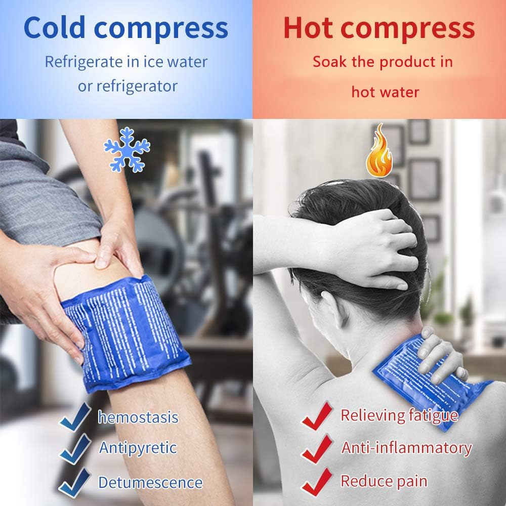 Gel Ice Cold Packs - (2-Piece Set) Soft Reusable Cold/Hot Compress, Provides Alleviate Joint and Muscle Pain. Flexible Therapy from Injuries - Shoulder, Back, Knee, Neck, Ankle & More.