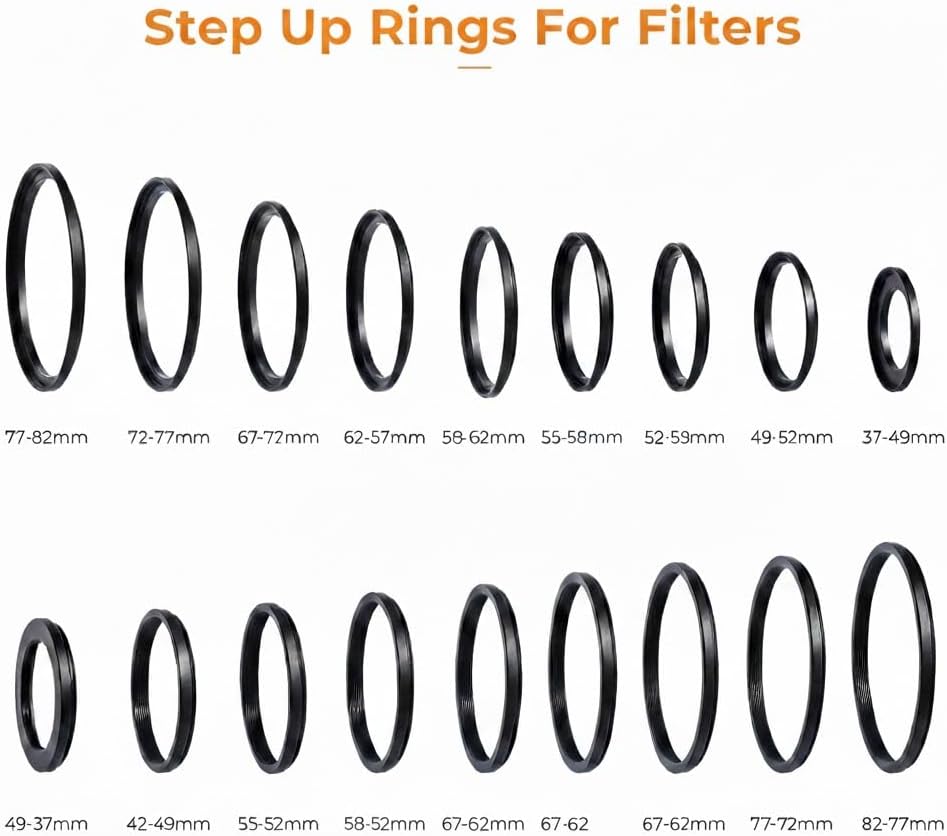 ELEGICKLIP 18Pcs 67-82mm Set Metal Step Up Down Filter Ring Adapter Compatible with Digital SLR Camera Lens Accessories