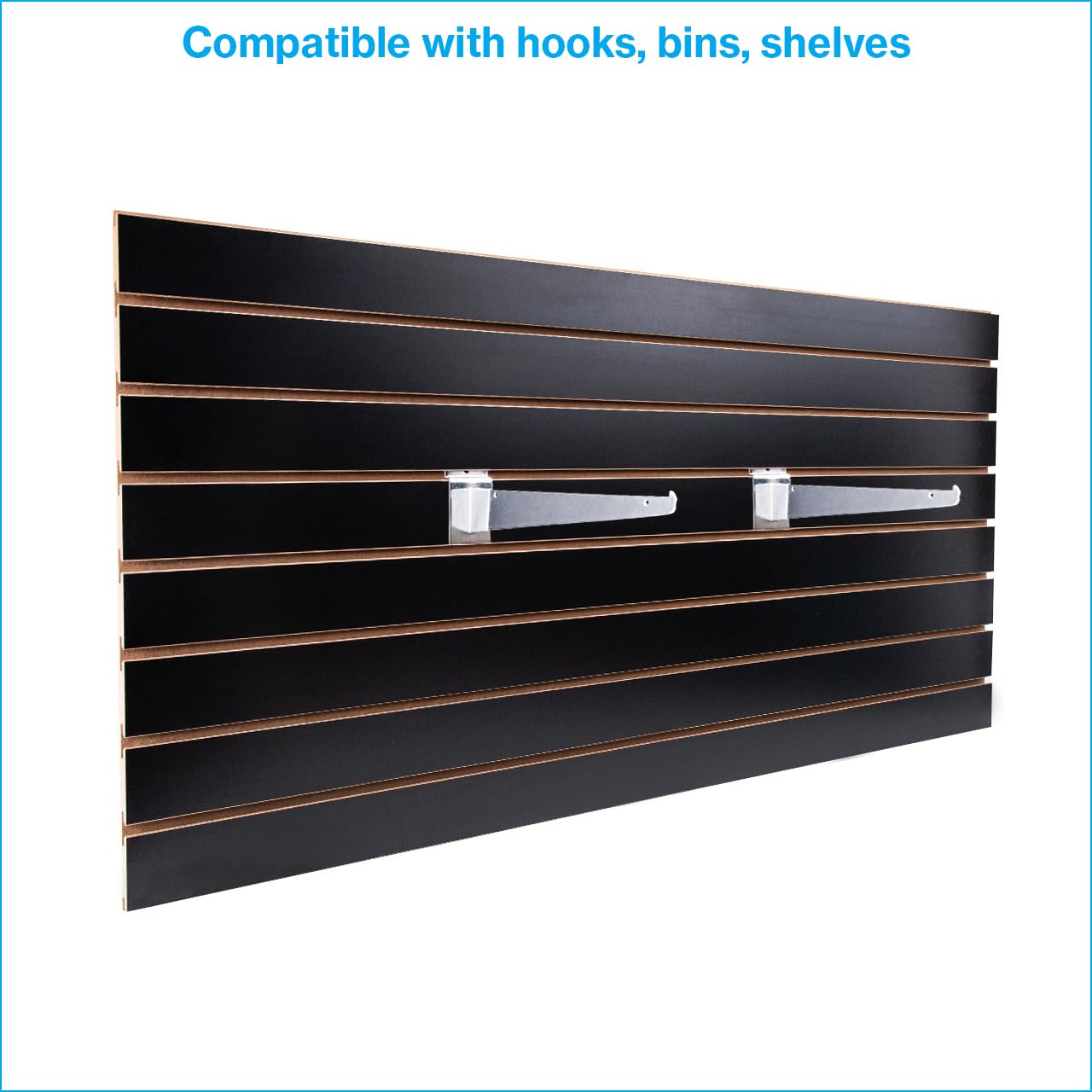 SSWBasics 4 ft x 2 ft Horizontal Black Slatwall Panels for Wall (24"H x 48"L) - Pack of 2 - Garage Wall Organizer Panels and Craft Storage Organization Slatwall Panel