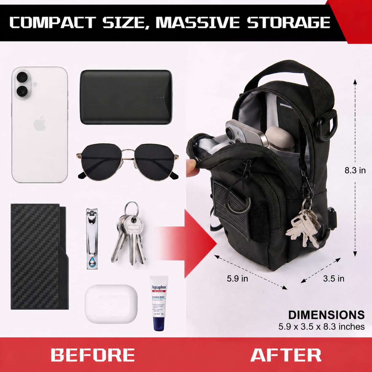 LEPHYON Magnetic Gym Bag, Small Gym Bag for Men & Women, Crossbody Sling Bags with Strong Magnets, USB Charging Port, Multi-Carry Design, Perfect for Travel Workout Sports, Best Gift for Fitness Lover