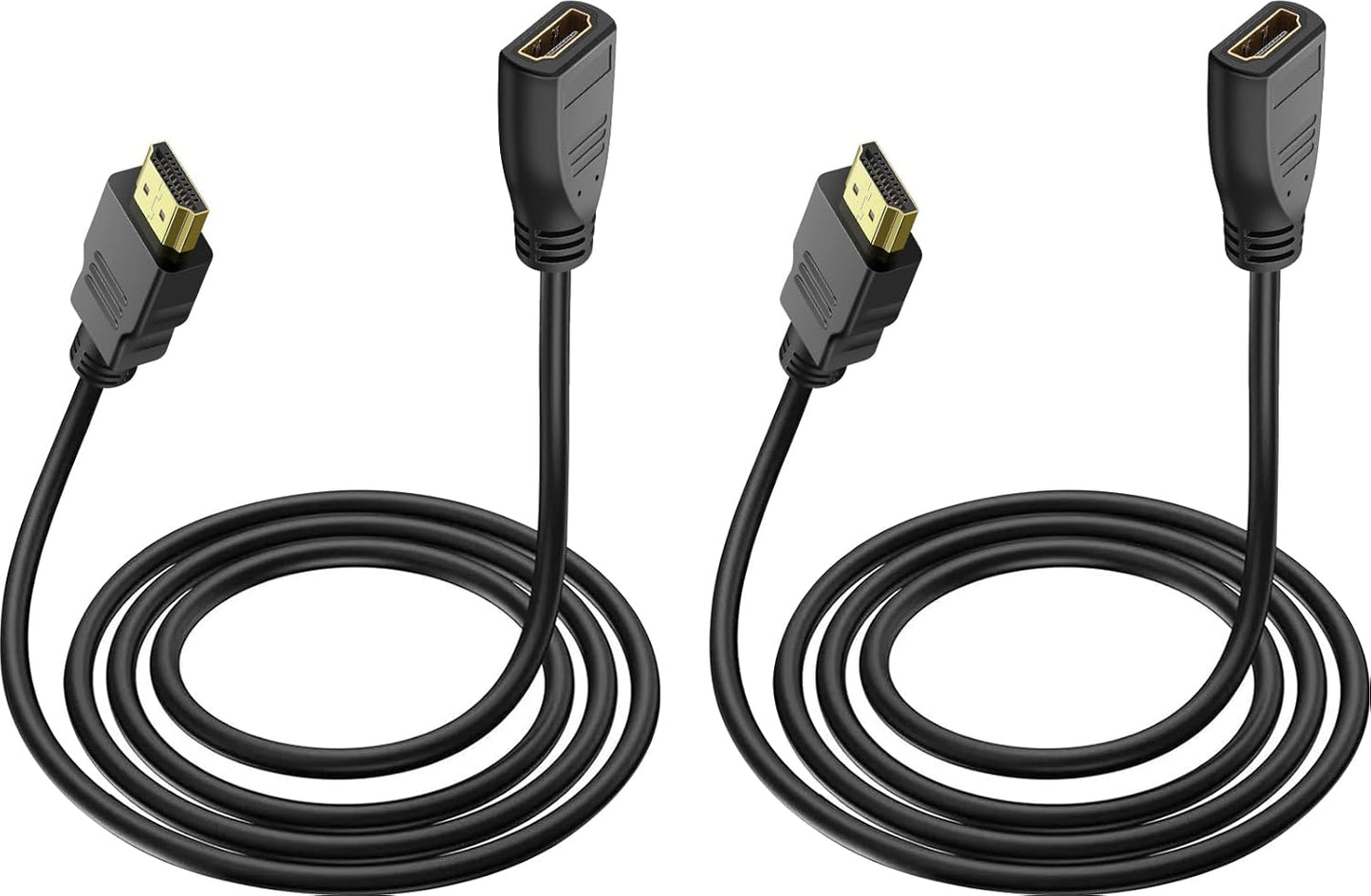 SAISN 6 2 Pack HDMI Extender Cable Feet, HDMI Adapter Cables for HDTV, Monitor, PC, Laptop, Projector