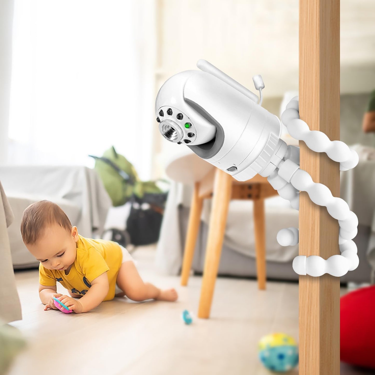 AISVAN DXR-8 DXR-8 Baby Monitor Mount, Tripod Camera Holder for Infant Optics and Pro, Flexible Crib Mount, White