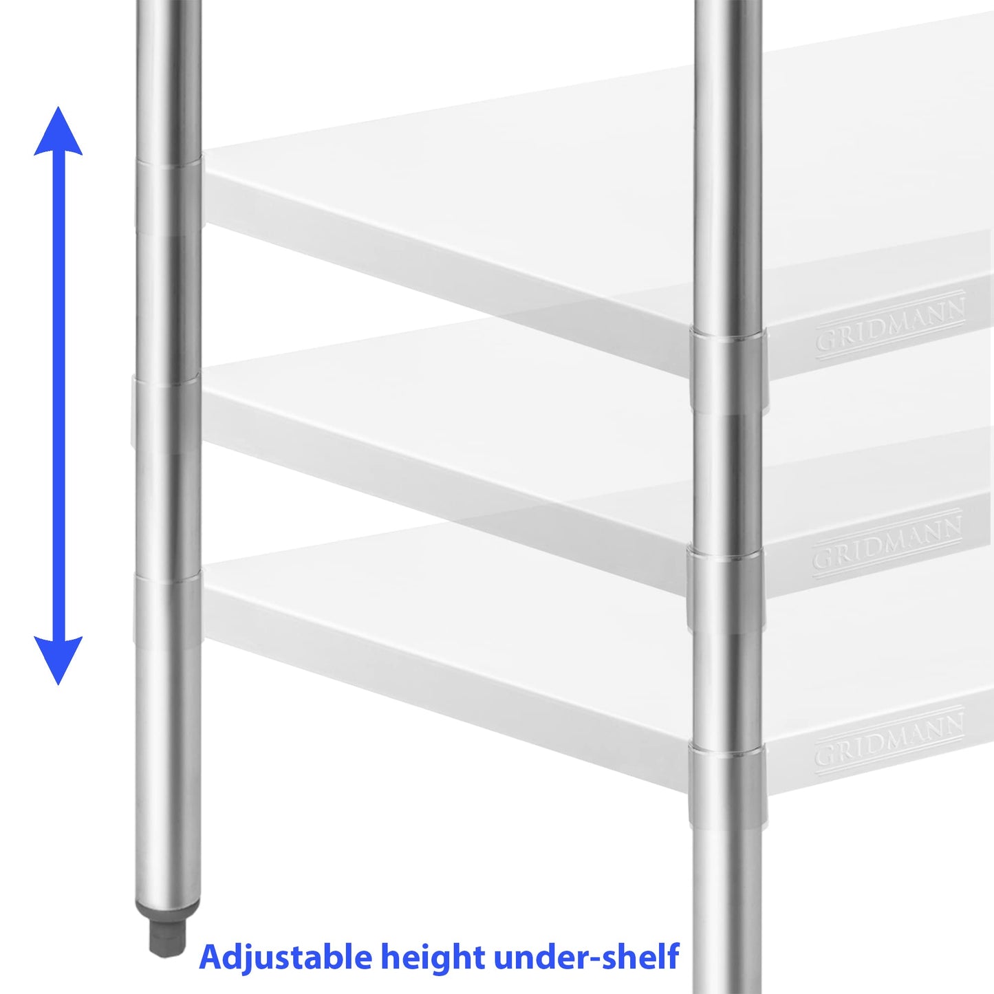GRIDMANN NSF Stainless Steel Work & Prep Table 48 x 24 Inches with Caster Wheels and Under Shelf for Restaurant, Home, Hotel