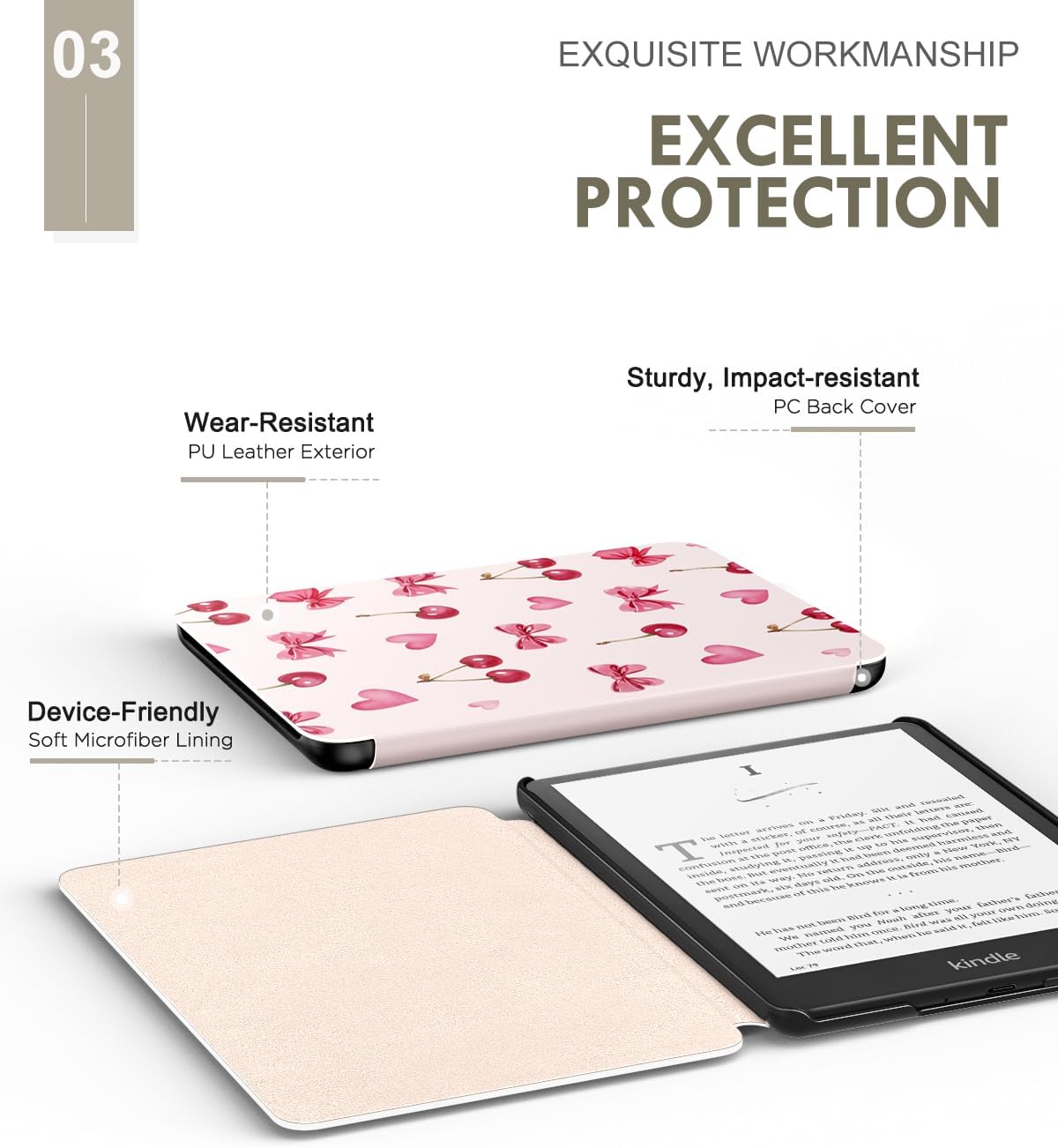 MoKo 7" 2024, Case for All-new Ebook Readers Lightweight PU Protective Shell Cover with Auto Wake/Sleep for E-Reader