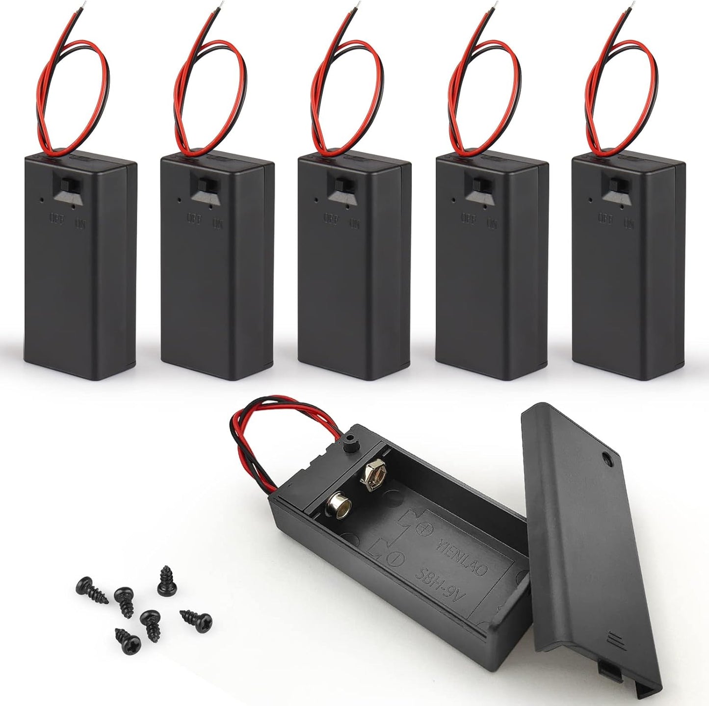 VWEICYY 6PCS 9V Holder,9 9V (6 Pack) Battery Volt Battery Holder with LeadsWidely Used in Student Experiments,LED