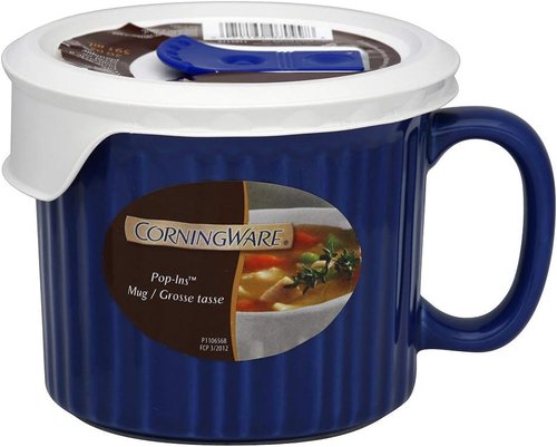 Corningware 20-Ounce Oven Safe Meal Mug - Vented Lid & Blueberry Design