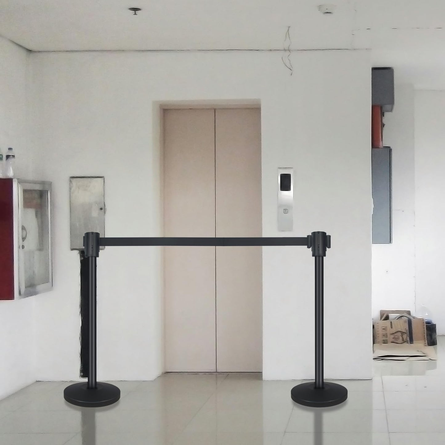 QKA Crowd Control Barriers with 16.4' Retractable Belt 2Pack Stainless Steel Stanchion Posts Queue Line Pole Stanchions, Black