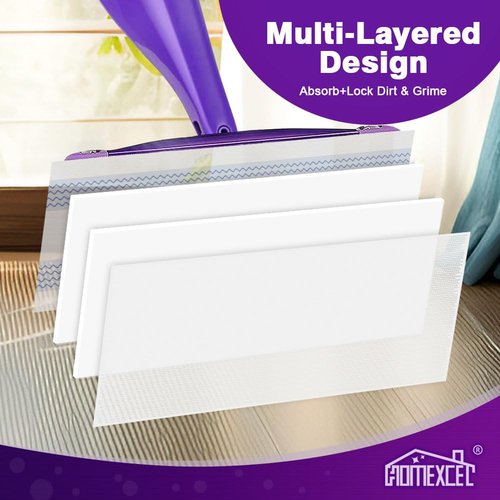 HOMEXCEL Multi-Layer Dry Floor Mop Pads Refills Compatible with Swiffer Wet Jet-All Purpose Multi Surface Floor Cleaner Spray Mop Pads Replacement for Hardwood Floor,16 Count