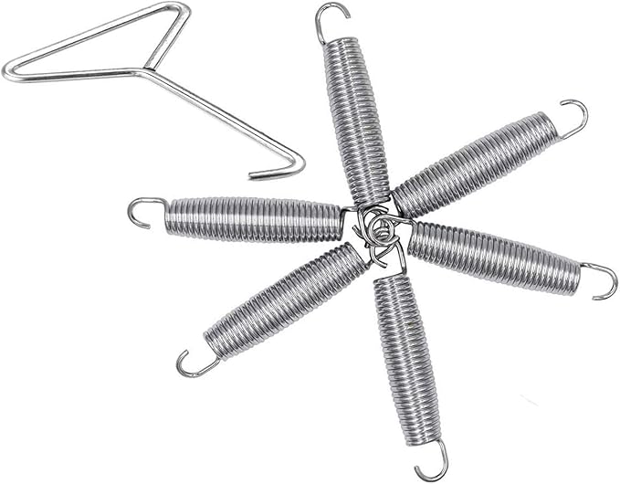 Bold and Thickened Steel Ring 5.5" Trampoline Springs Heavy Duty Galvanized Steel Replacement Spring Set ，Come with Free Triangle Hook-Hook(10 Pieces)