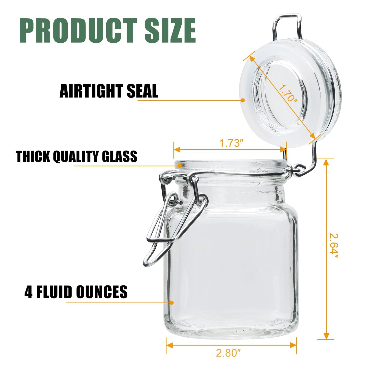 Brajttt 4 oz Spice Jars with Labels,25 Pack Small Glass Jars with Lids,Small Glass Containers with Airtight Hinged Lid for Home Kitchen, Arts & Crafts Projects, Spices, Decoration, Snack Foods