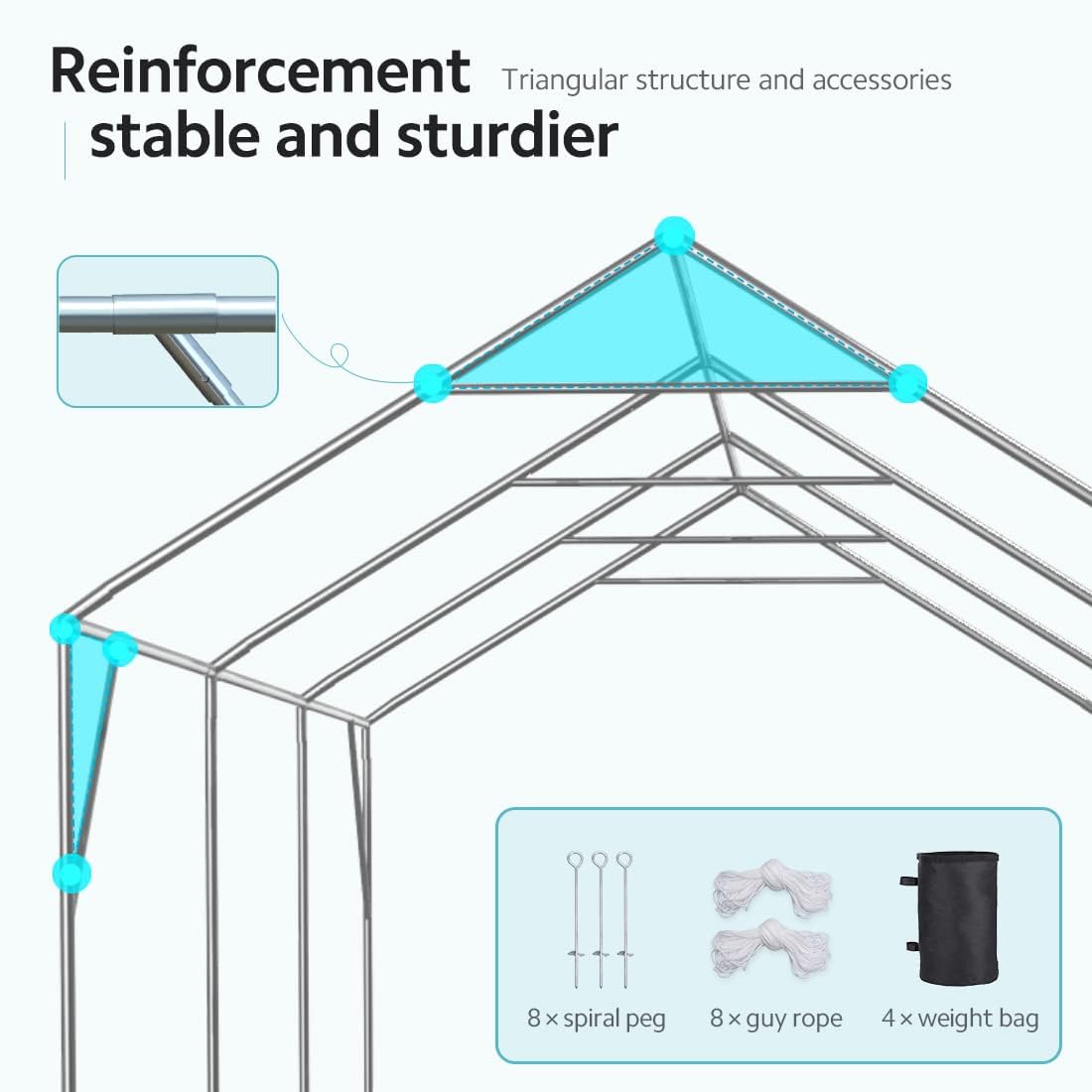 ADVANCE OUTDOOR 12x20 ft Heavy Duty Carport Potable Car Canopy Garage Party Tent Boat Shelter, Adjustable Height from 9.5 ft to 11 ft, White