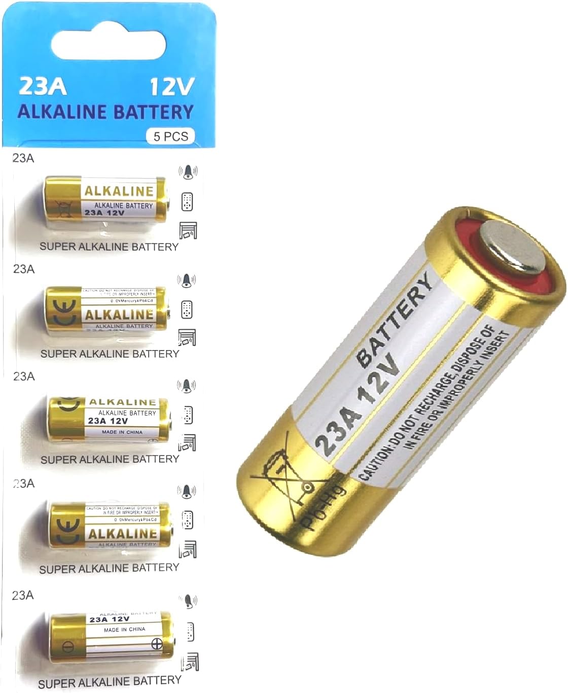 Generic 23A 12V 12 5 Pack,A23 Batteries for Doorbell and Remote Control, V Battery Battery- Long Lasting