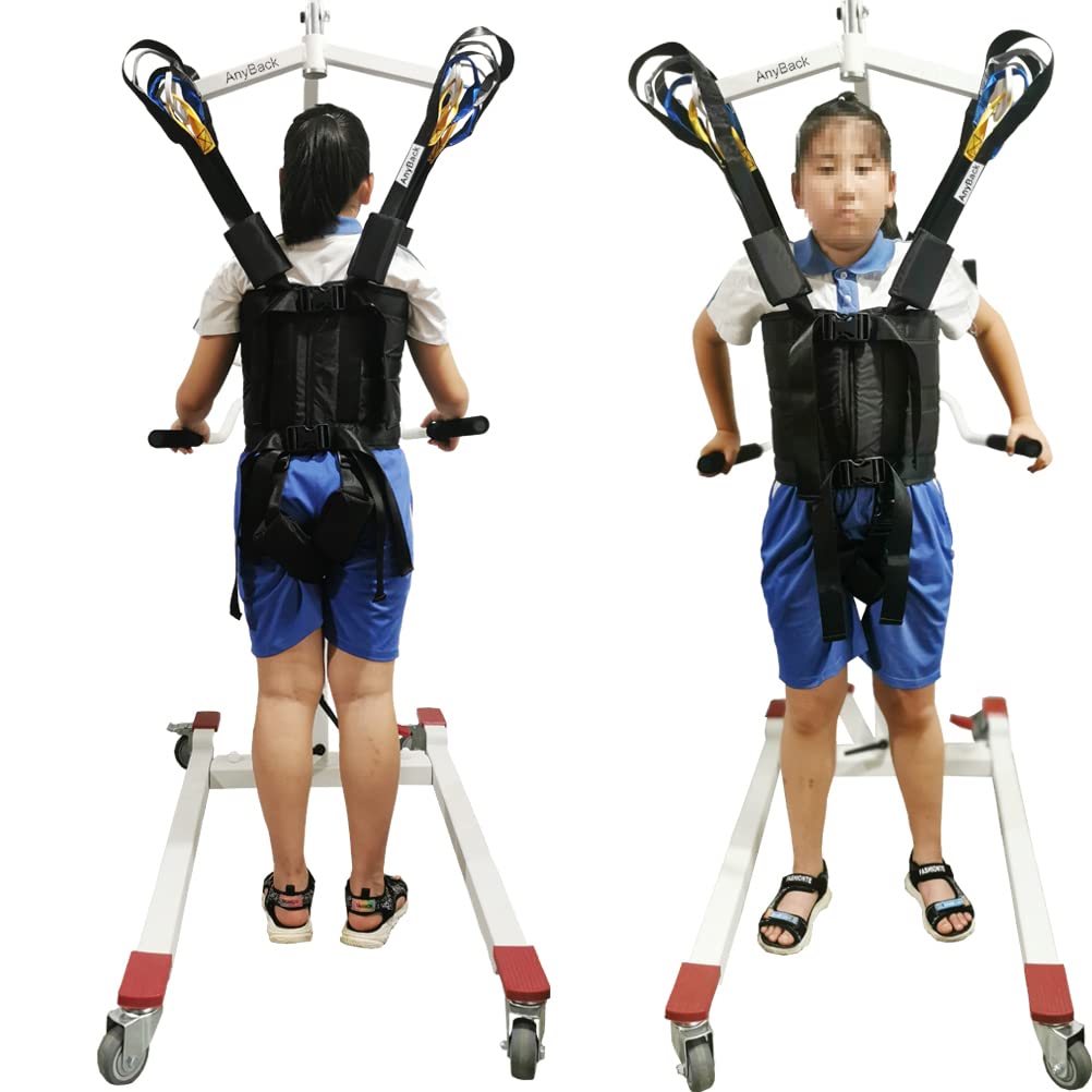 Patient Lift Sling Medical Aid Standing Transfer Belt Walking Strap Heavy Duty Carrier Fold Up Full Body Get Up Sit to Stand Assist for Elderly Senior AnyBack Black