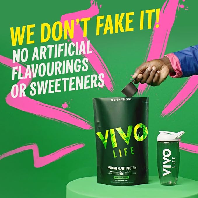 Vivo life Perform Plant Protein Powder - Pea & Hemp Protein Blend with BCAA (34.85 oz, Acai & Blueberry)
