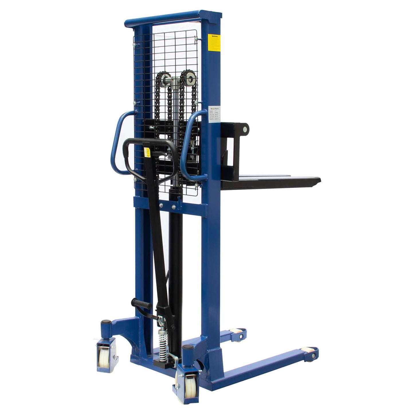 Fworkleft Manual Pallet Stacker 2200 LBS Capacity, 63" Lift Height Hand Pallet Forklift with Adjustable Forks & Fixed Legs, Heavy Duty Warehouse Material Lift for Open Deck Pallets