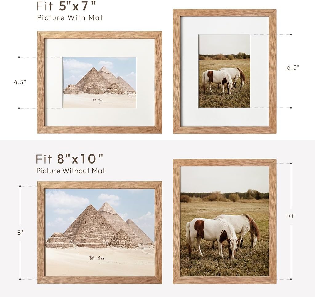 Solid Oak Wood 8x10 Picture Frame by [Brand Name] - Versatile Wall & Tabletop Display | Natural Finish