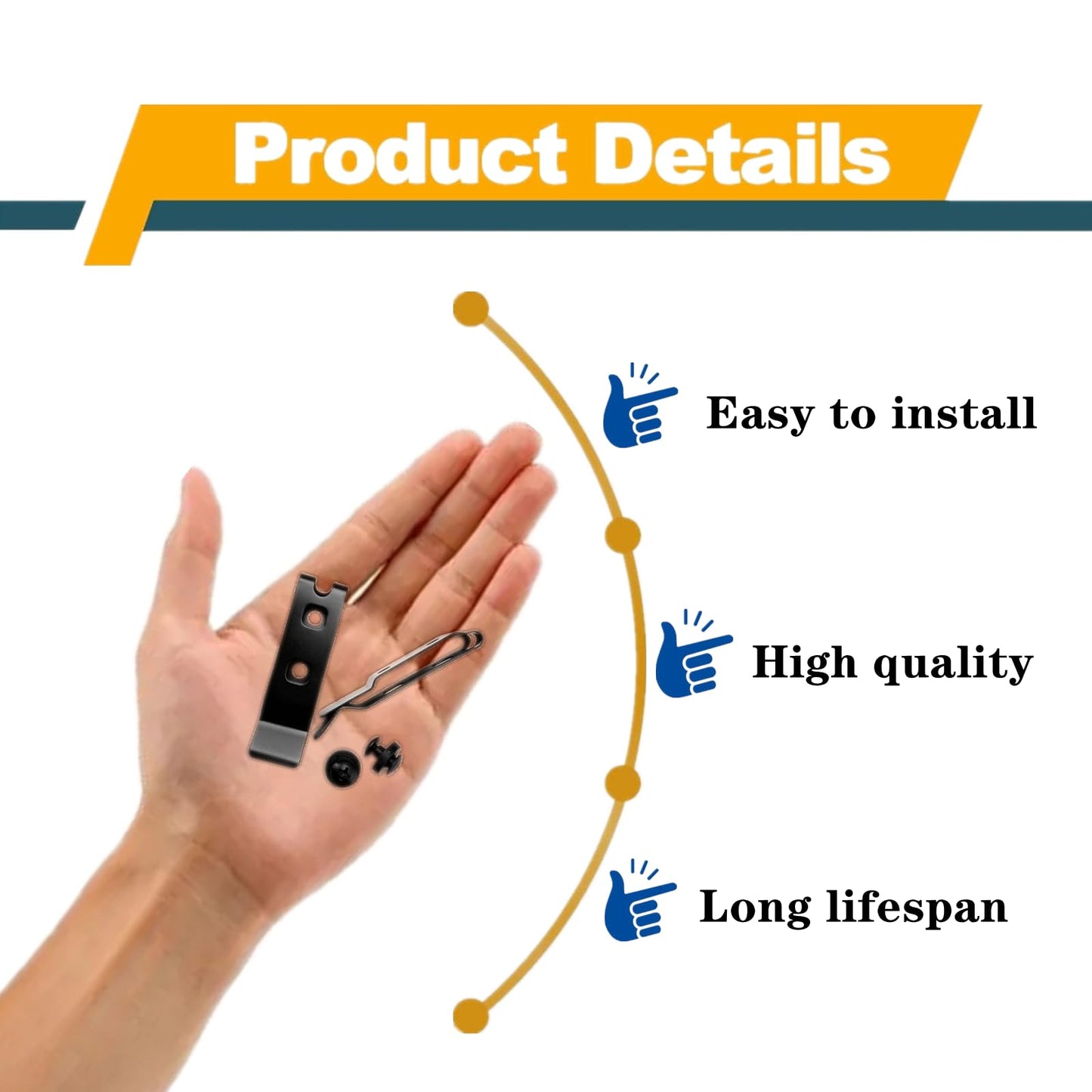 FJYXCHENXM 2 Set Knife Sheath Belt Clip Reliable 420 Stainless Steel Kydex Belt Clip with Screws for Kydex Sheath, Black