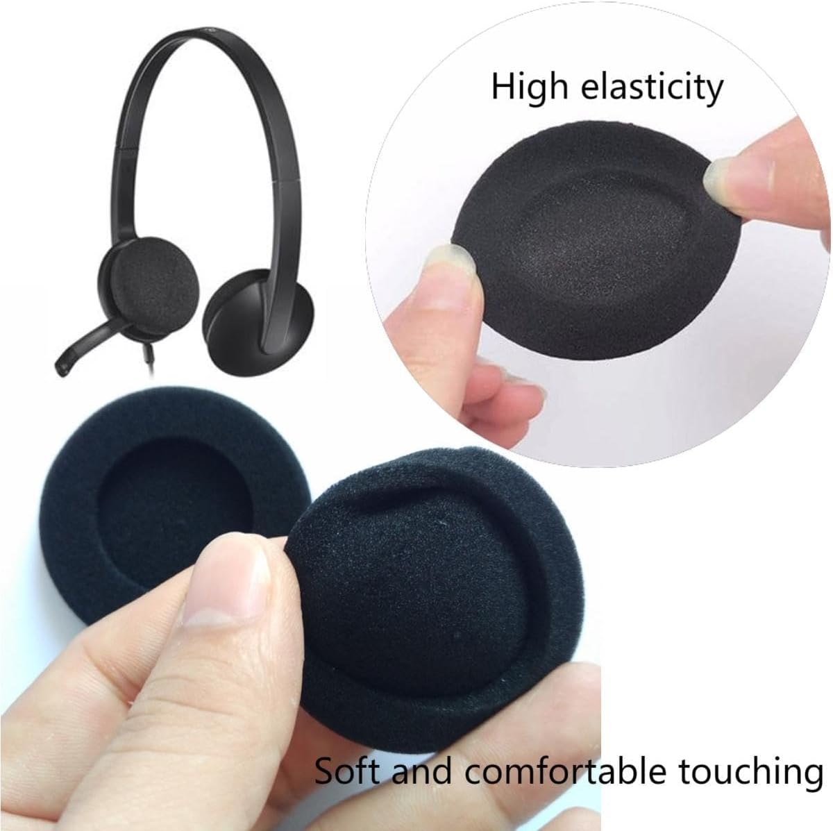 VUFVOID 4Pcs 55mm/2.2" Headsets H251 H251N H261N H351 H361 Replacement Foam Ear Pud Earpads Sponge Cushion Applicable