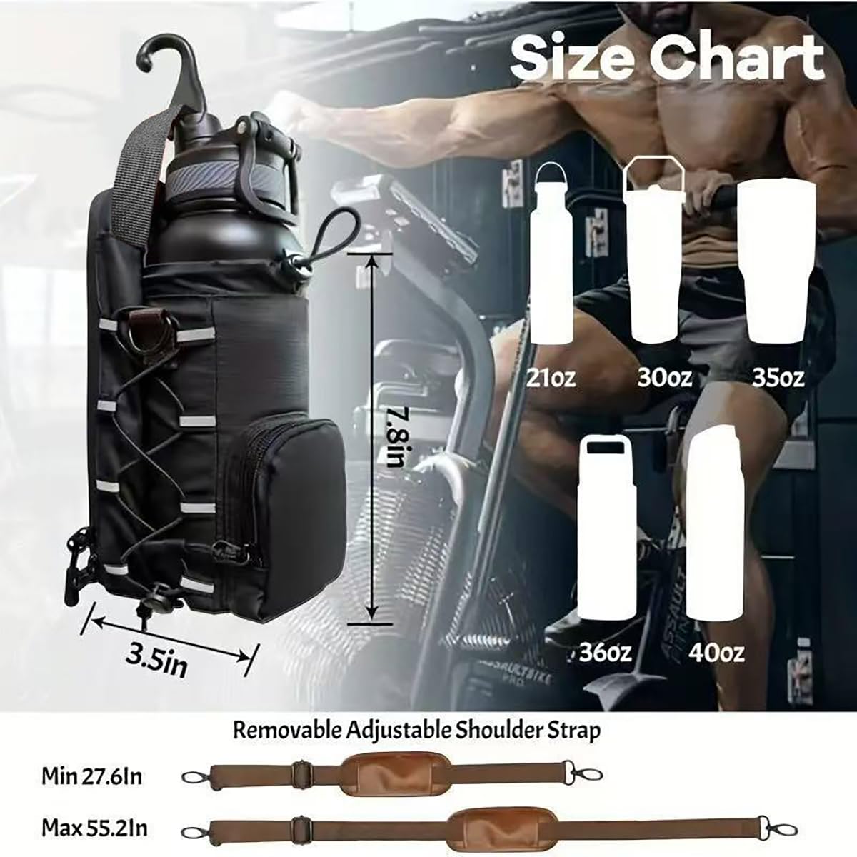YMTengFei Magnetic Gym Bag with Water Bottle Holder & Phone Pockets & Shoulder Strap,Magnetic Bag Gym Accessories Organizer for Men Women,Crossbody Bag for Sports & Travel (Black)