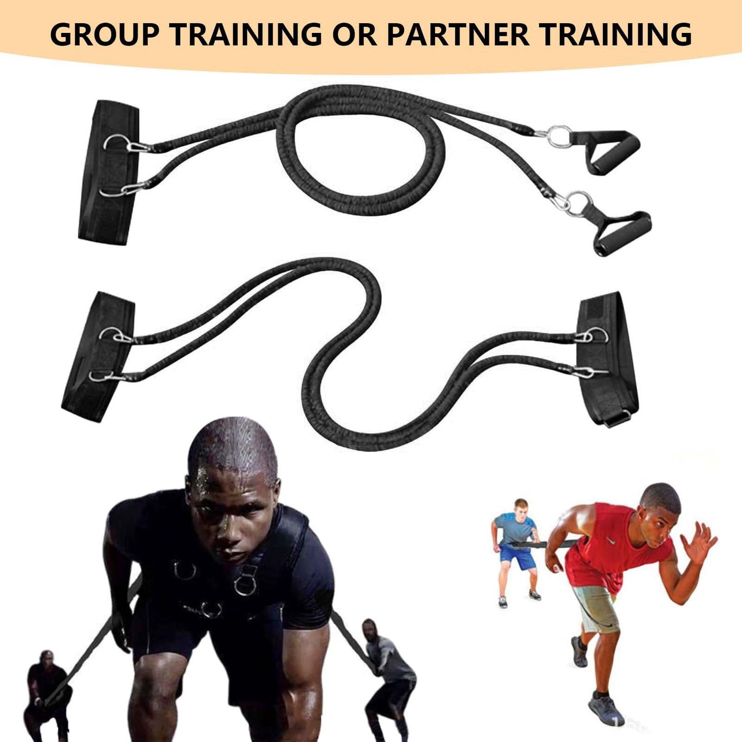 Tuyzhrymlic Speed and Agility Training Equipment, Two Resistance Bands and Adjustable Waist Belts 8pcs 80lb for Solo or Partner Exercise to Maximize Strength Power Focus Suitable for Muti-Sports
