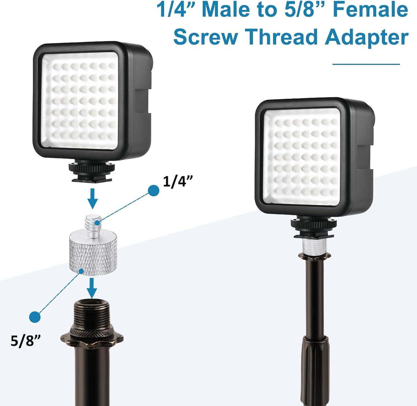 2 Pack 5/8" 1/4" Mic Stand Adapter, Female to Male Screw Thread Adapter for Microphone Stand, Camera Monitor, Tripod