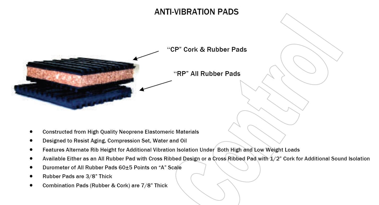 4 Pack of Anti Vibration Pads 4" x 4" x 7/8" Rubber/Cork Vibration isolation pads