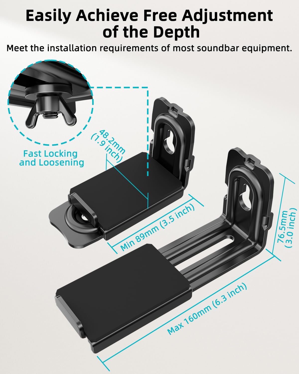 HCMOUNTING 33 LBS 3.5"-6.3" Universal Soundbar Wall Mount Bracket- for Samsung, Sony, Bose, LG, Vizio, Sonos & More