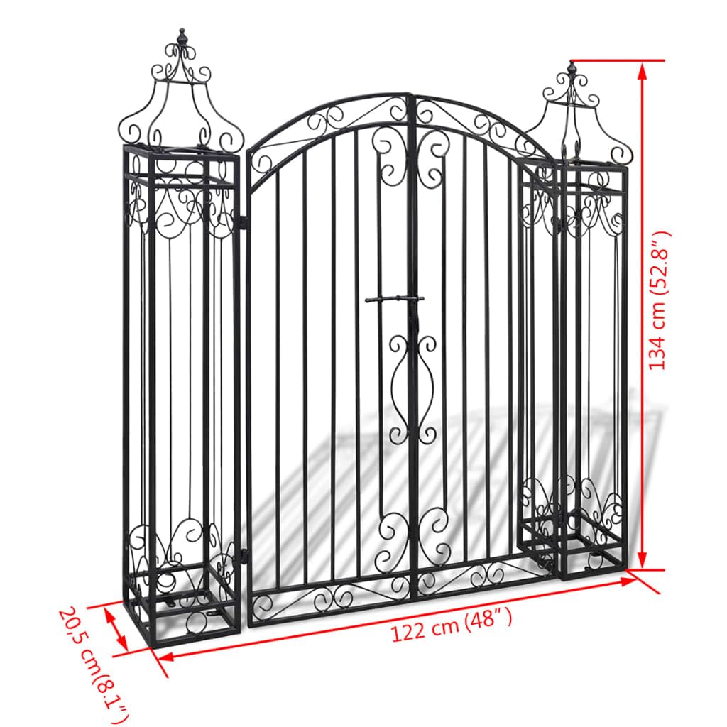 vidaXL Garden Gate, Ornamental Fence Gate with Bolt Hinge, Trellis Arch for Climbing Plants, Entrance Gate for Outdoor Backyard, Wrought Iron