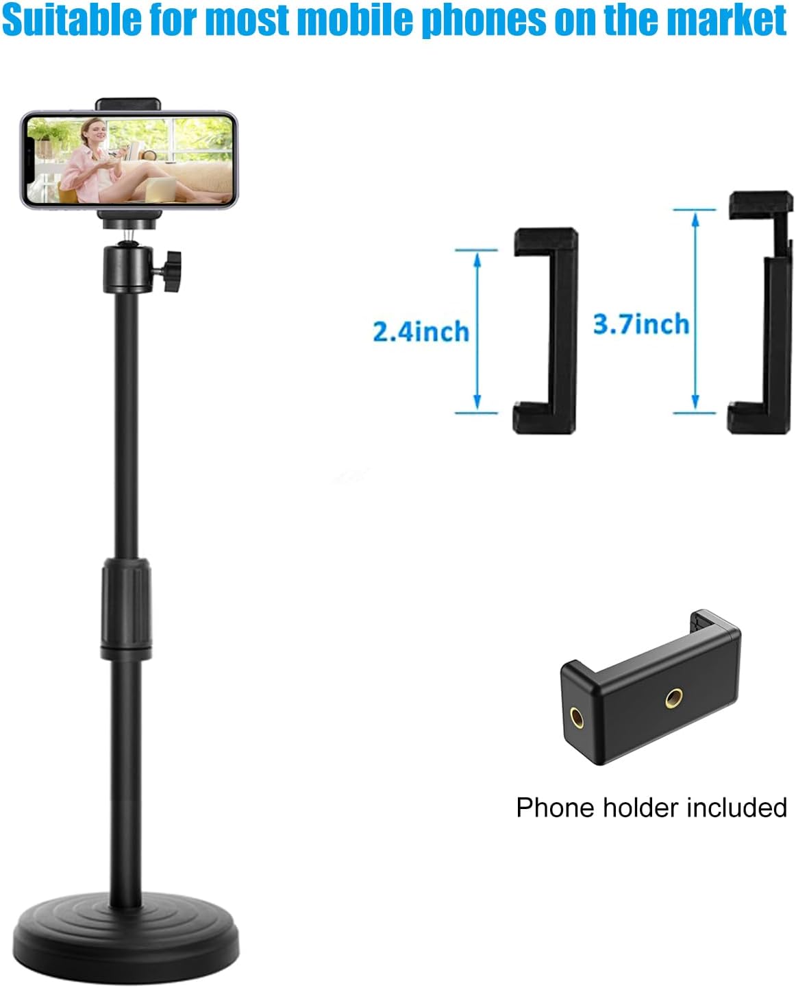 Khazylorr 18 Inch C920 C922 C925e C922x C930e C930 C615 Webcam Stand for Desk, Webcam Tripod Camera Stand with Phone
