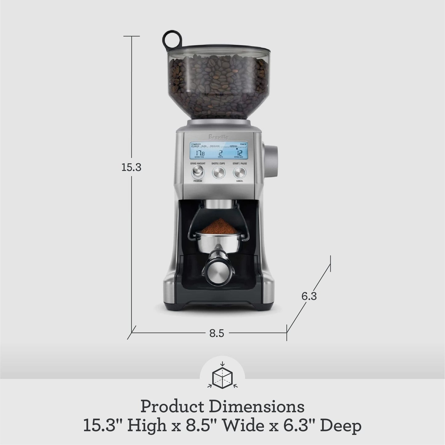 Breville BCG820DBL Smart Grinder Pro for Coffee and Espresso, Damson Blue