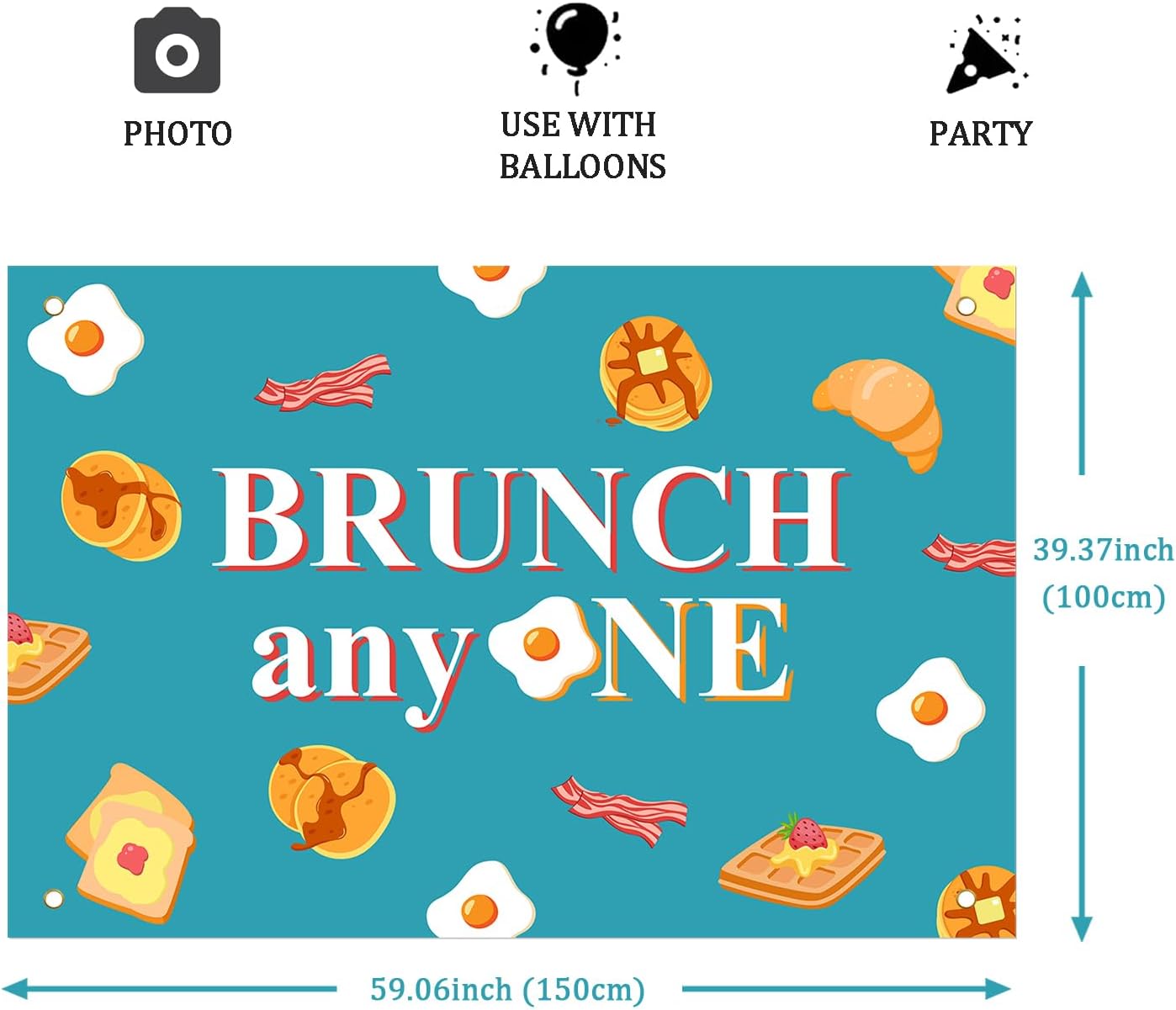 Festiblast 1st Brunch Themed Party Decorations, Brunch Anyone Backdrop Blue Breakfast Food Birthday Party Decor