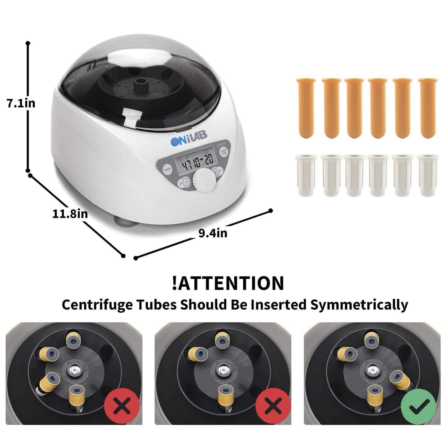 ONiLAB Lab PRP Benchtop Centrifuge 6x15mL/10mL/7mL/1.5-5ml, 300-5000rpm(Max. 2600xg RCF),LCD Digital Desktop Lab Centrifuge Timer 30sec-99min, Two Quick Start Programs