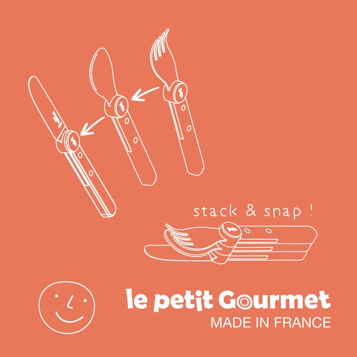 Opinel Le Petit Gourmet – 3 Piece Children’s Cutlery Set, Rounded Dull Knife, Spoon, Fork, Supports Independence at Every Meal, Montessori Tools Made in France (Rain Blue)