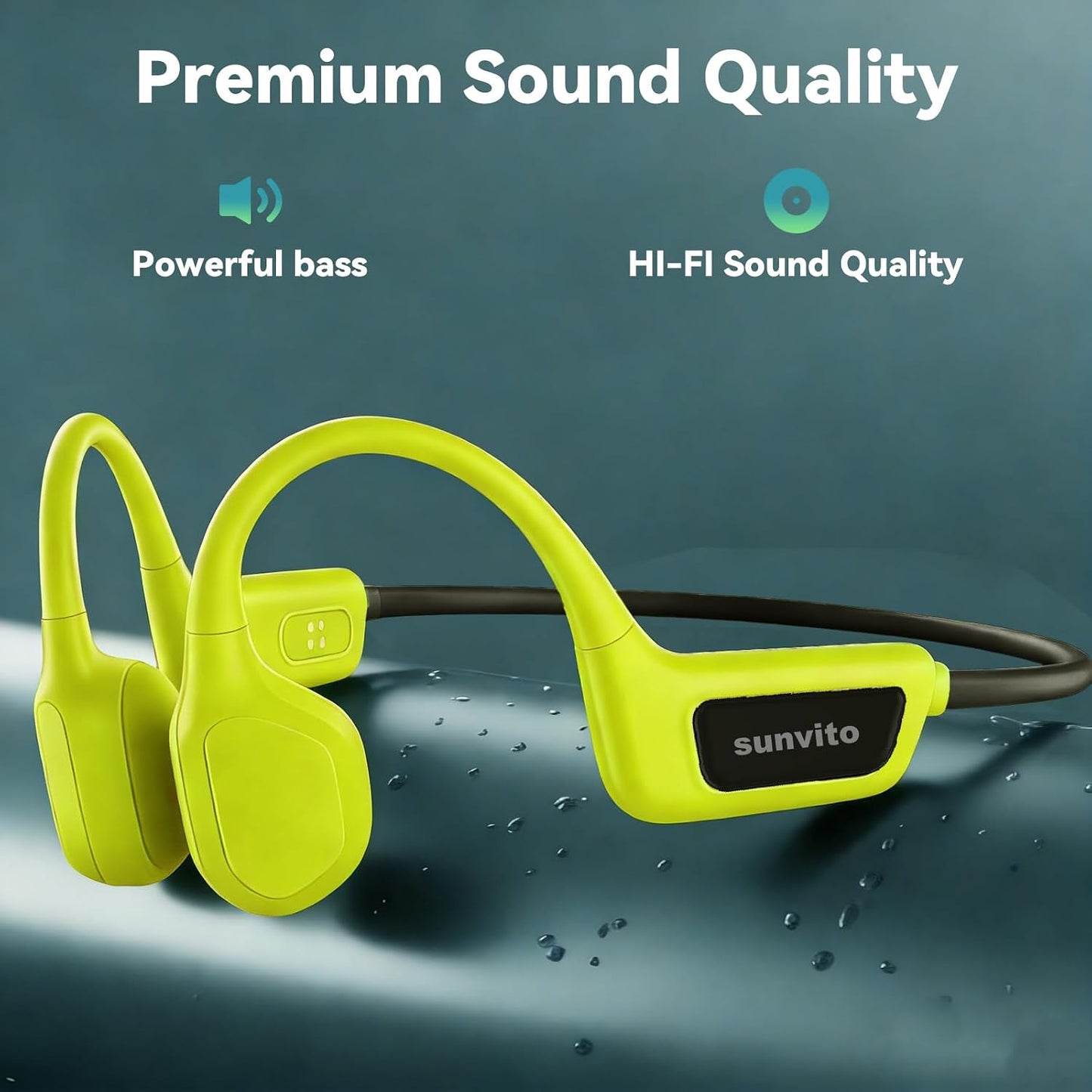 Swimming IPX8 MP3 5.4 Swimming, sunvito Bone Conduction Headphones, Waterproof Open-Ear Sports Headphones with Built