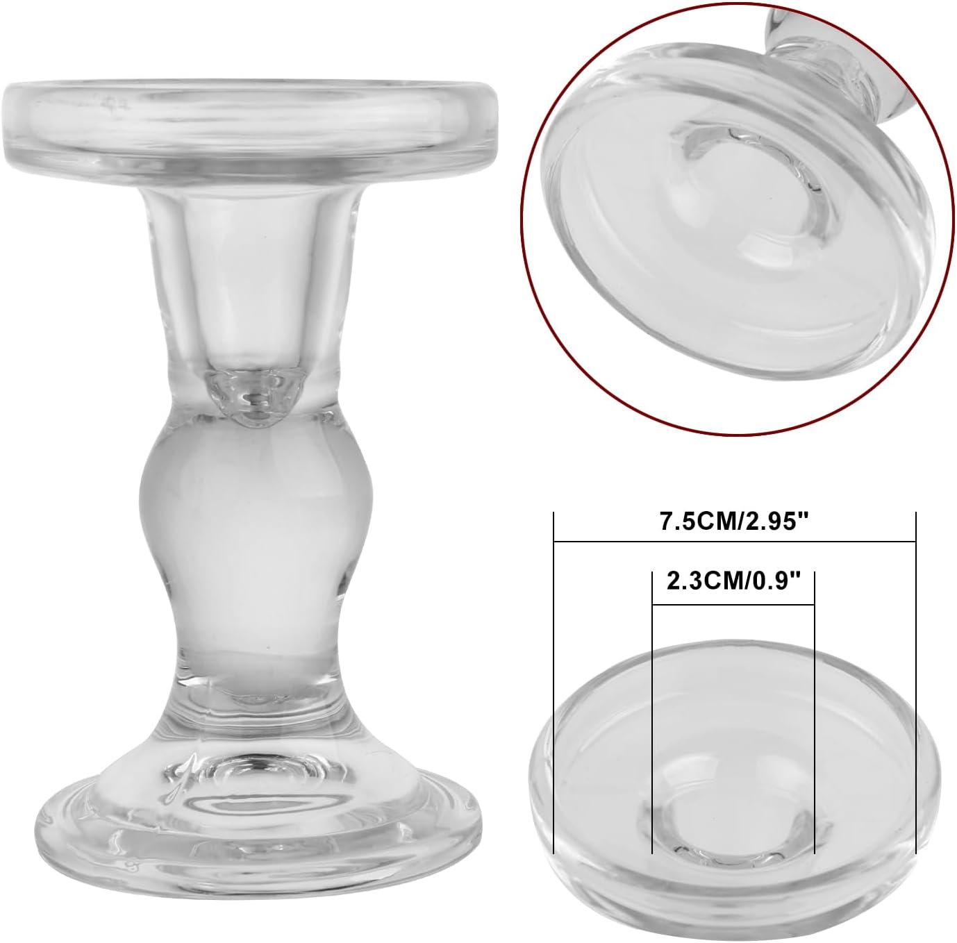 Skiennix 6-Piece Glass Candlestick Set - Elegant Crystal Holders for Weddings & Christmas | Clear